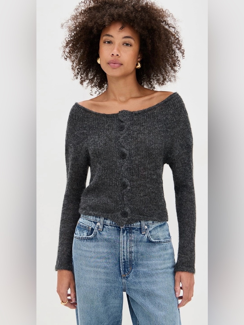 Lioness Margaux Knit Cardigan Color Charcoal